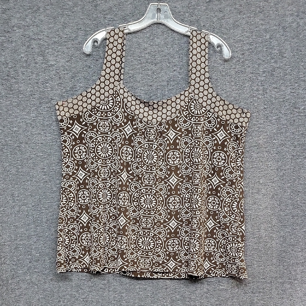 Avenue Stretch Tank Top Womens Size 22/24 Brown White Floral Stretch